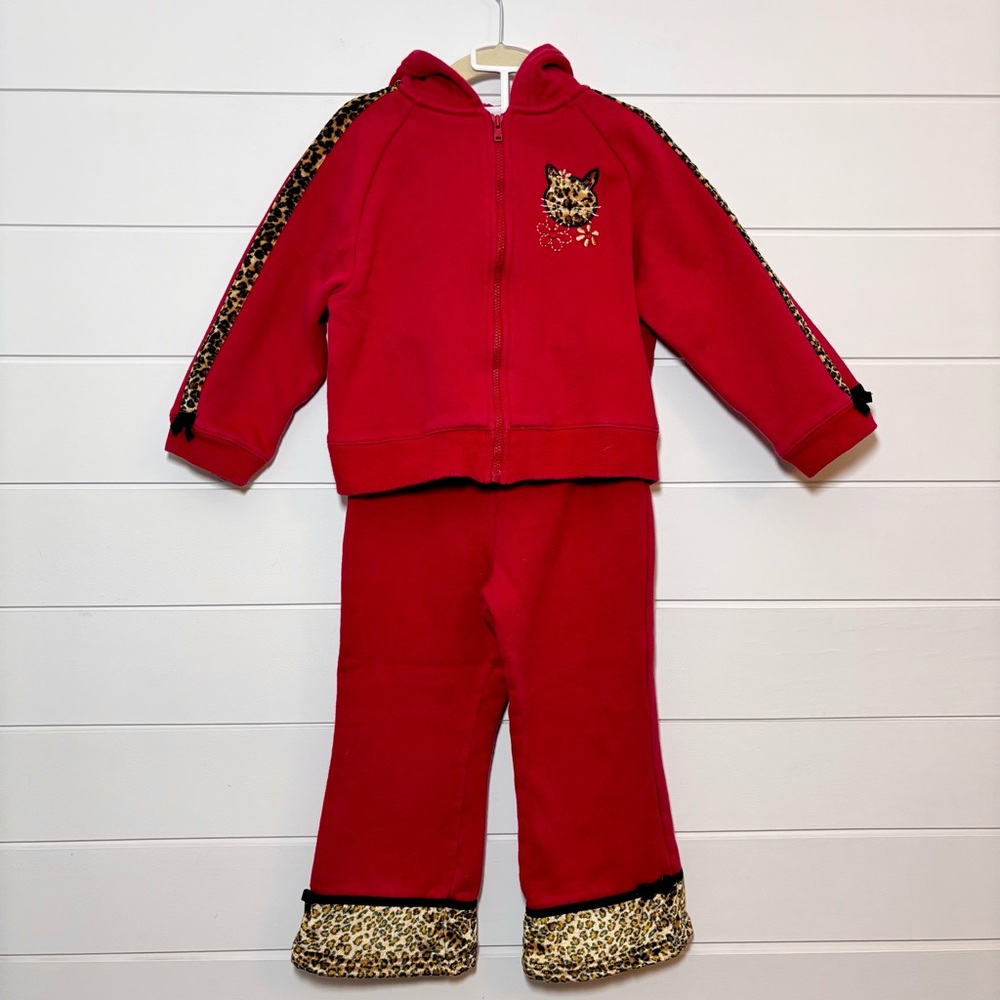KRU SUPPLIES Vintage Kid 2-Pc Baby Girls ATHLETIC HOODIE Pants Leopard‎ Size 4
